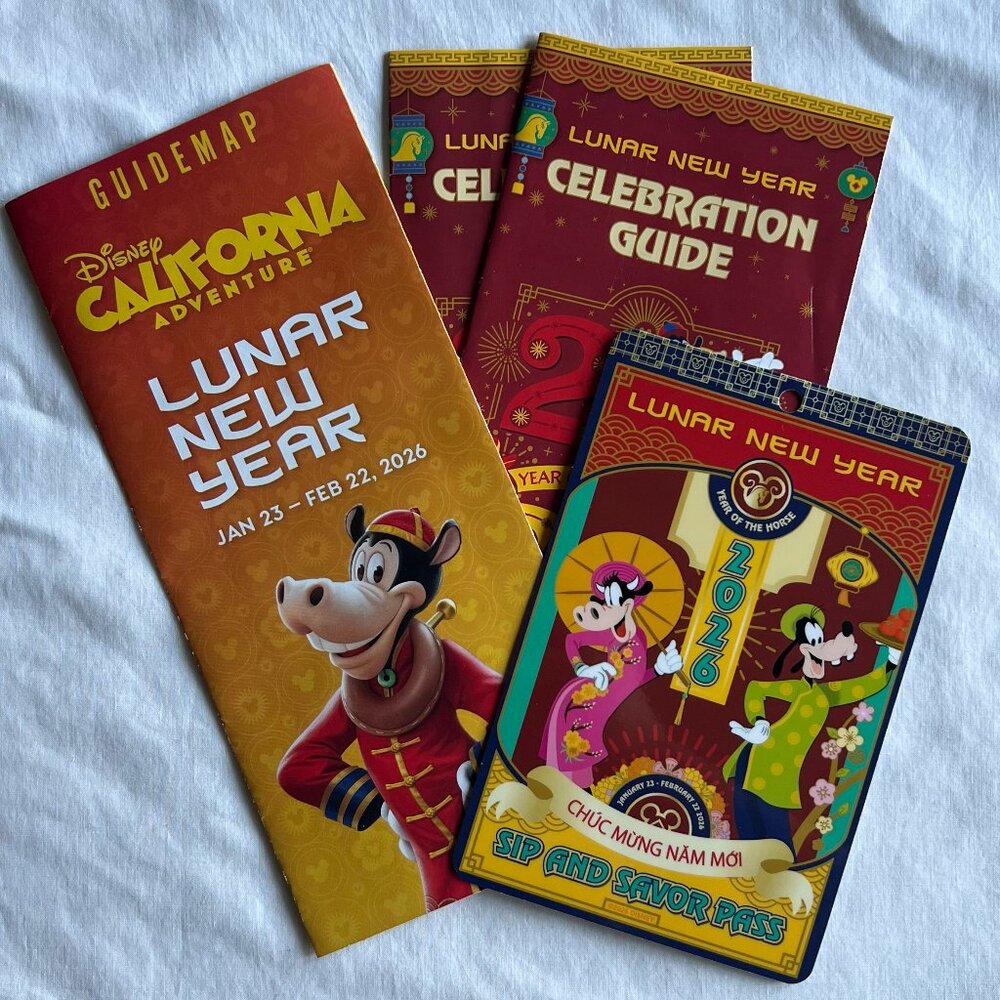 Disneyland 2026 Lunar New Year Souvenirs: Sip & Savor Pass, Guide Maps, DCA Map
